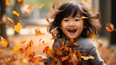 fall leaves and little girl